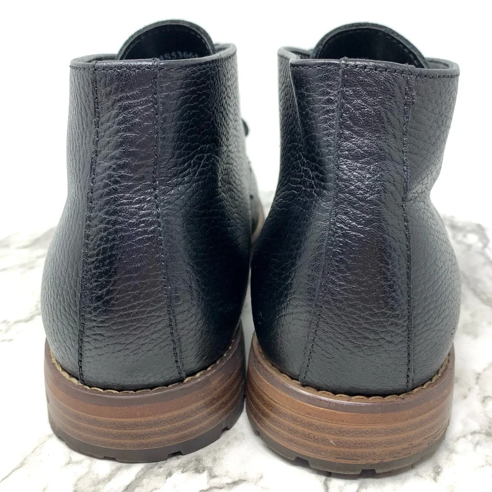 Joseph Abboud Black Pebbled Leather Chukka Boots 10.5 Classic Preppy Office